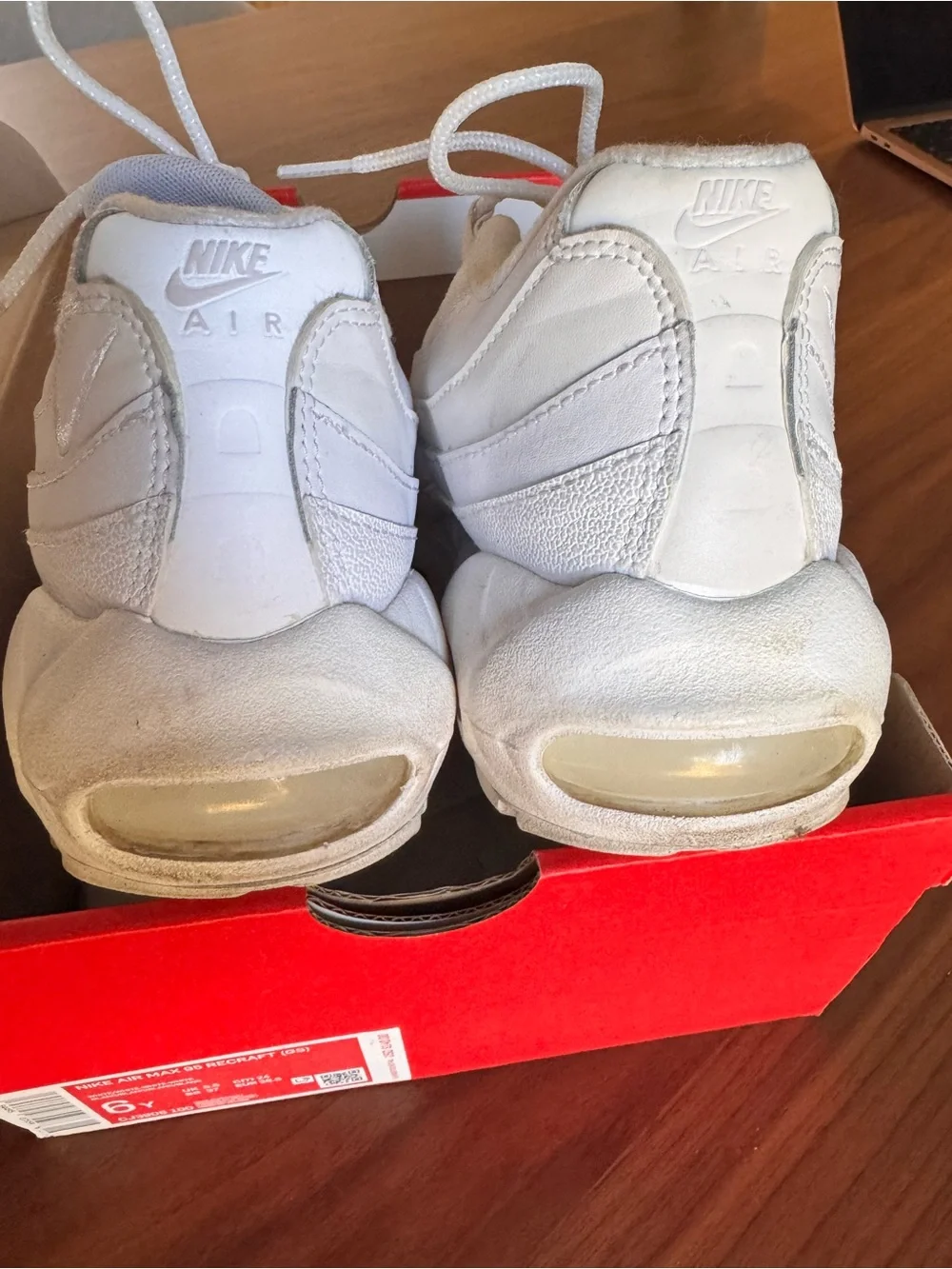 Nike Kids White Mesh & Leather Sneakers
